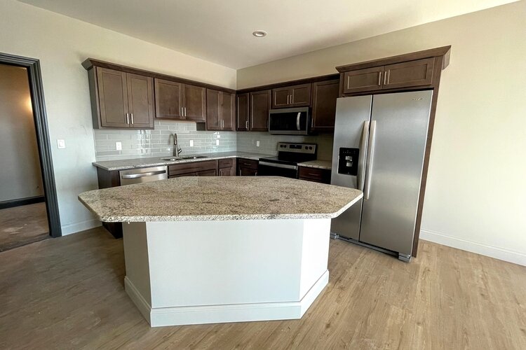 The apartments are available in one- or two-bedroom units. Some apartments also include an office space.