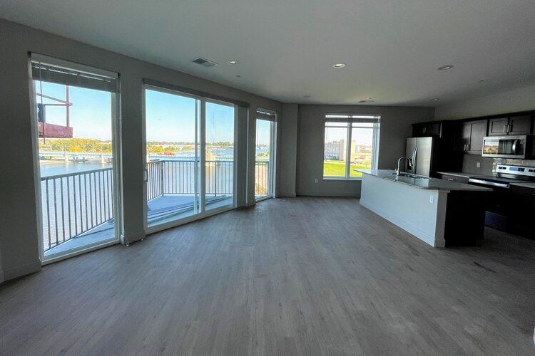 The apartments inside Rivers Edge face the Saginaw River or Downtown Bay City.