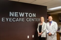 The new exterior of the building is especially noticeable after dark.