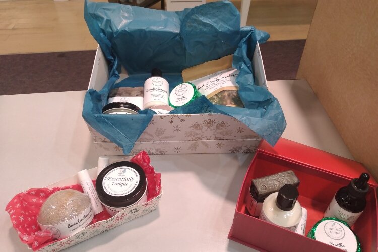 Make-your-own gift baskets are a popular purchase during December at Essentially Unique in the Bay City Town Center.