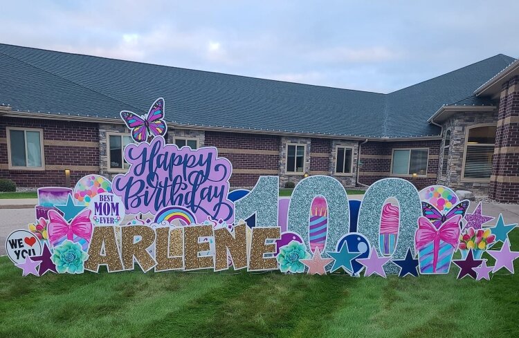 Colorful yard greetings shine our from homes, businesses, and even nursing care facilities.