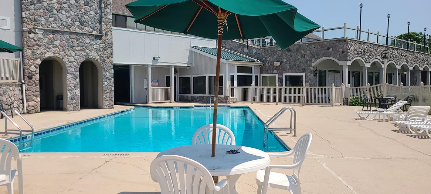 A unique pool allows guests to swim between an indoor and outdoor section. It's also 10 feet deep, which is unusual for a hotel pool.