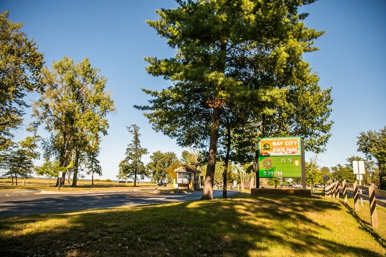 The Bay City State Park includes trails, a beach, campground, play area, and visitor center.