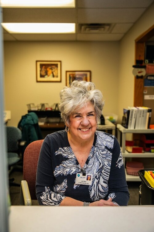 Clinic Coordinator Kathy DePrekel is one of three per-diem employees of the clinic. It takes about a dozen volunteers to staff the clinic each Wednesday. In all, about 50 people volunteer at the clinic.
