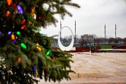 Downtown Bay City kicked off its annual Sundays in the City program with the lighting of this Christmas tree, flanked by classic toy soldiers.