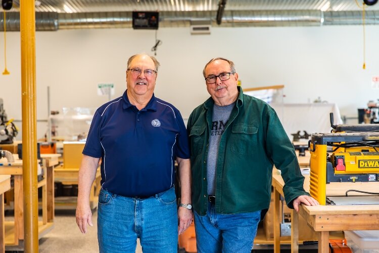 Mike Jamrog, at right, and Keith Markstrom, at left, are among about 8,000 veterans who make their homes in Bay County. The pair were instrumental in opening the Veterans Workshop & Learning Center.