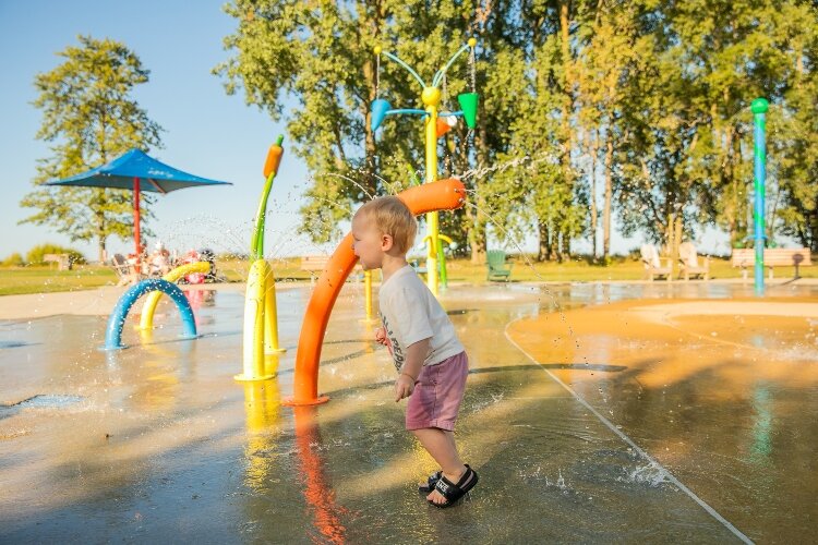 One popular feature at the park is a splash pad for kids to cool off on hot summer days.