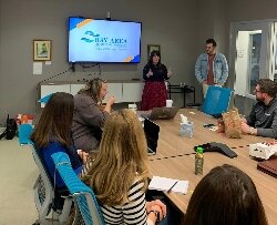 Jeff DeHaven, from Digital Mitten, shares tips for successful social media posts during the Bay Area Chamber of Commerce new Lunch and Learn series.